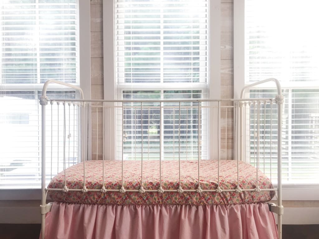 Pink Floral Fitted Crib Sheet handmade heirloom nursery - High Cotton Textile