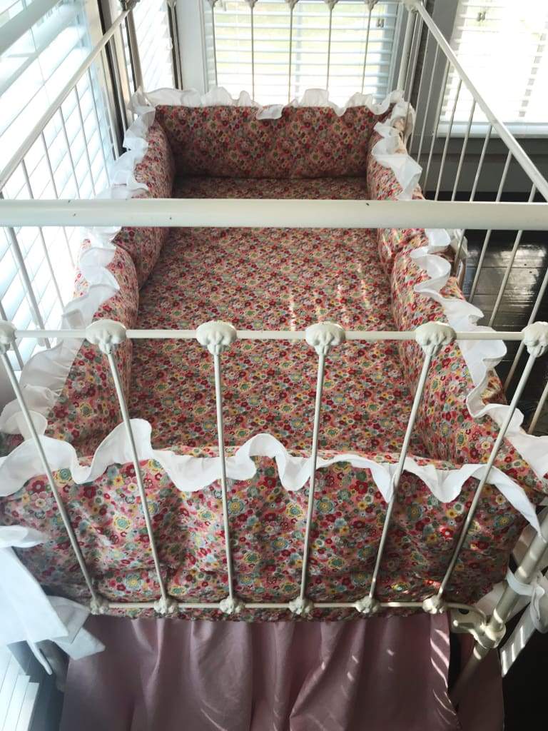 Pink Floral | Ruffled Crib Liners