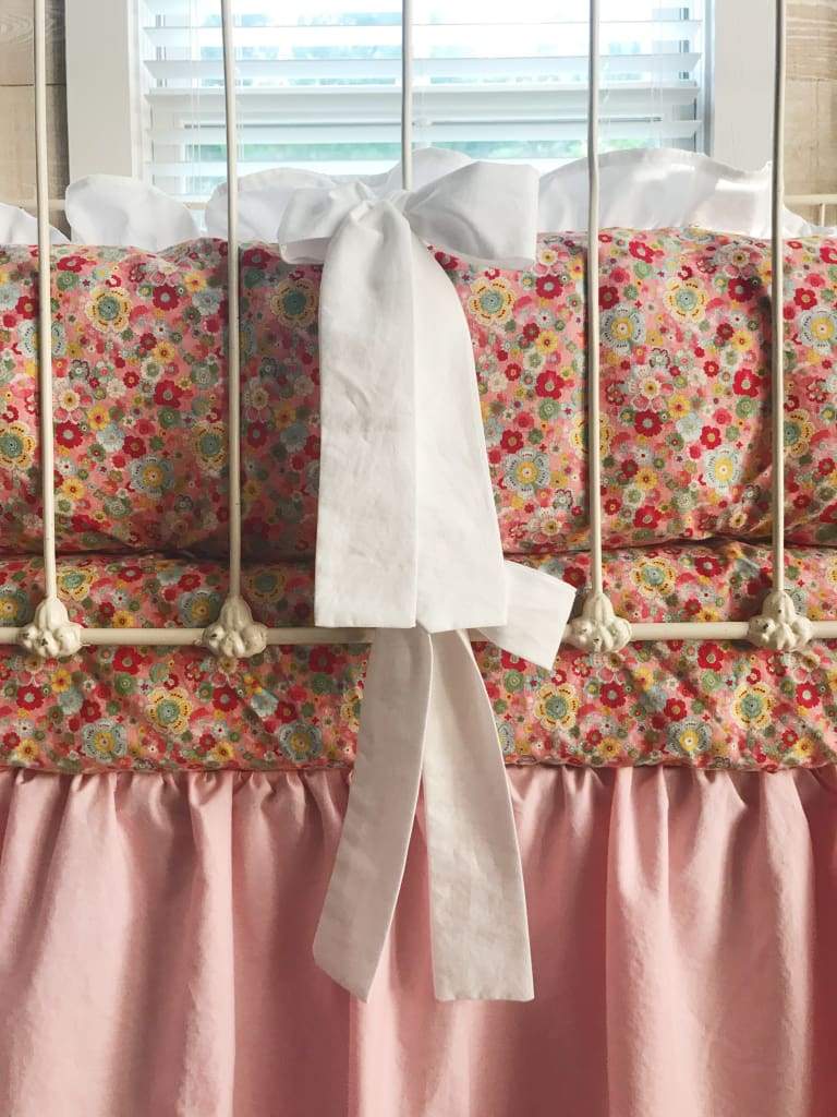 Pink Floral | Ruffled Crib Liners