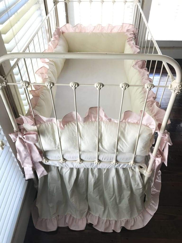 Porcelain and Baby Pink | Ruffled Crib Bedding Set