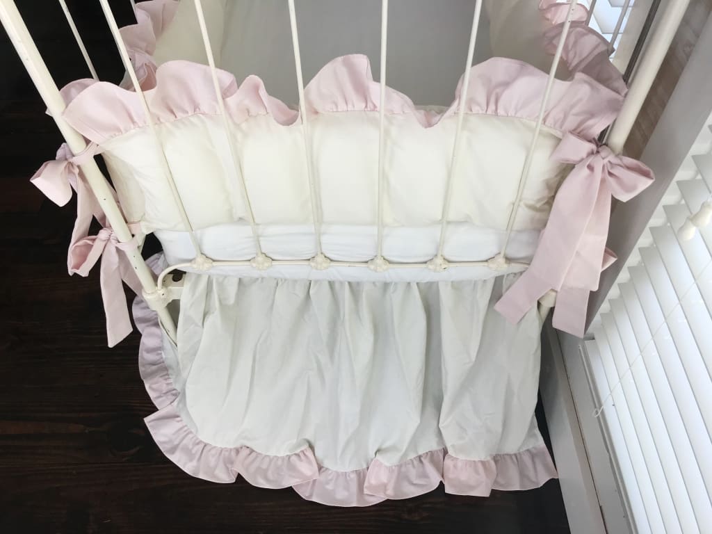 Porcelain and Baby Pink | Ruffled Crib Bedding Set