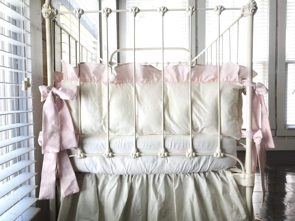Porcelain and Baby Pink | Ruffled Crib Liner Set