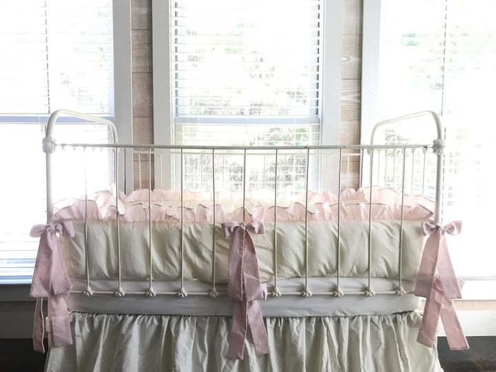 Porcelain and Baby Pink | Ruffled Crib Liner Set