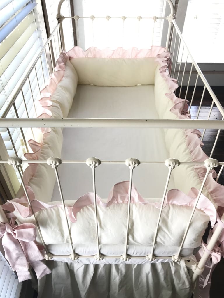 Porcelain and Baby Pink | Ruffled Crib Liner Set