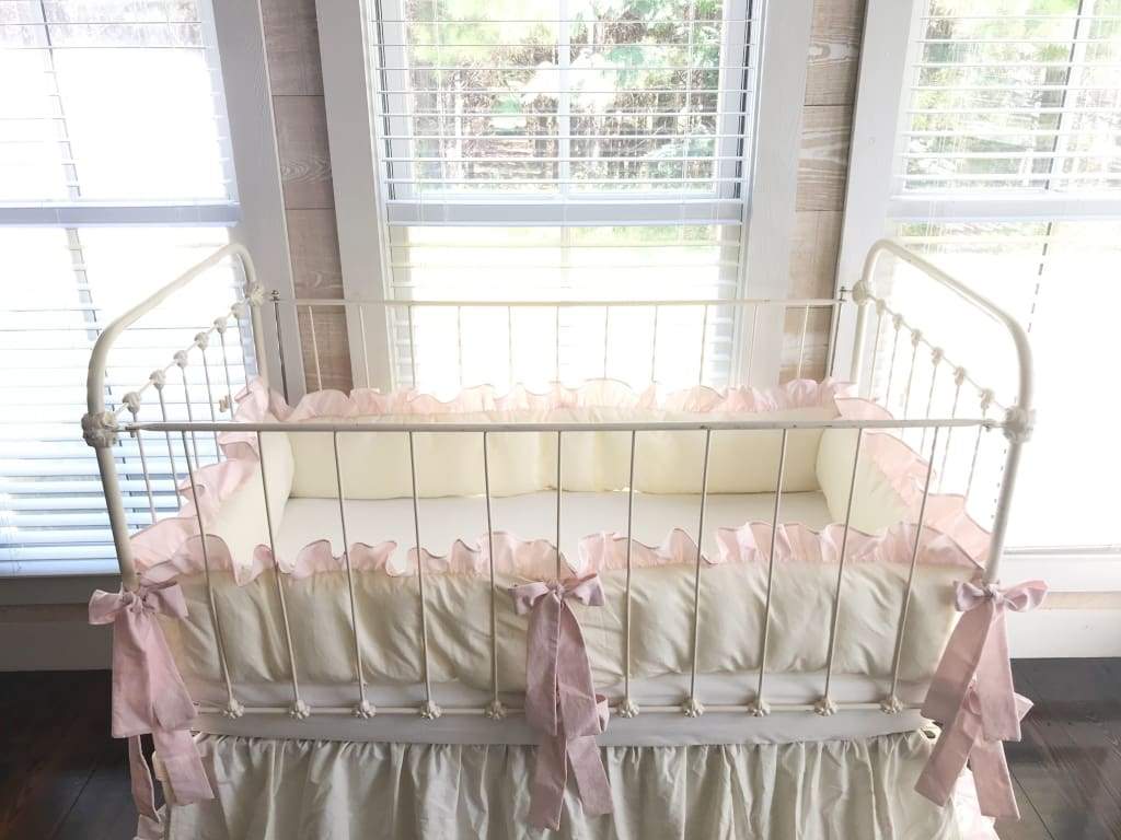 Porcelain and Baby Pink | Ruffled Crib Liner Set