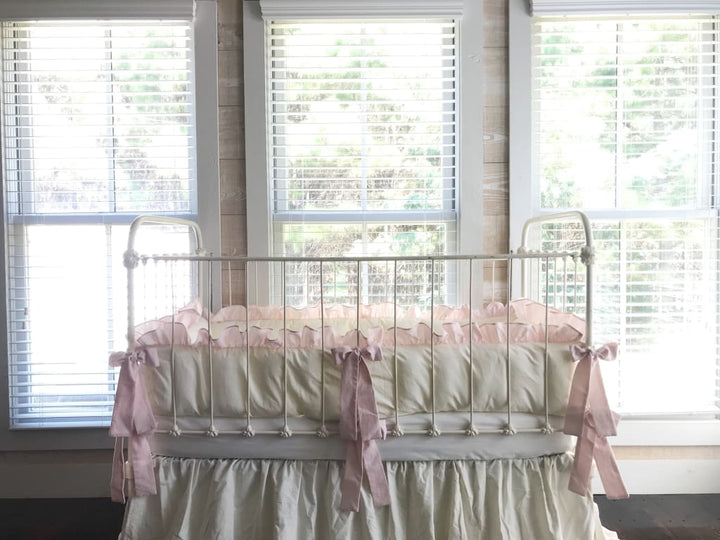 Porcelain and Baby Pink | Ruffled Crib Liner Set