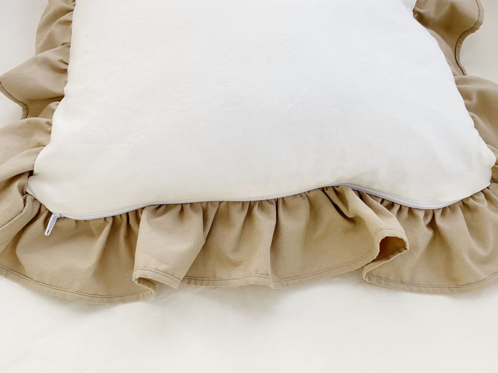 Porcelain and Oatmeal Ruffle Crib Pillow handmade heirloom nursery - High Cotton Textile