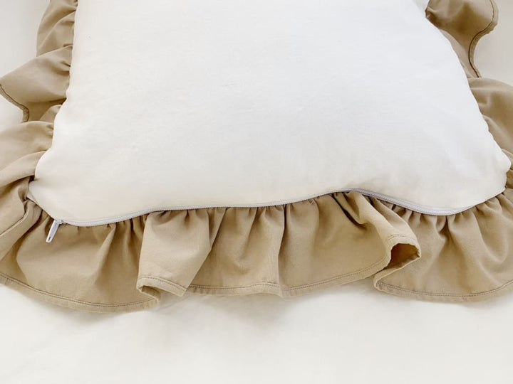 Porcelain and Oatmeal Ruffle Crib Pillow handmade heirloom nursery - High Cotton Textile