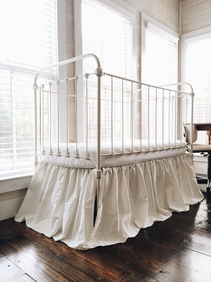 Porcelain Farmhouse Crib Skirt handmade heirloom nursery - High Cotton Textile