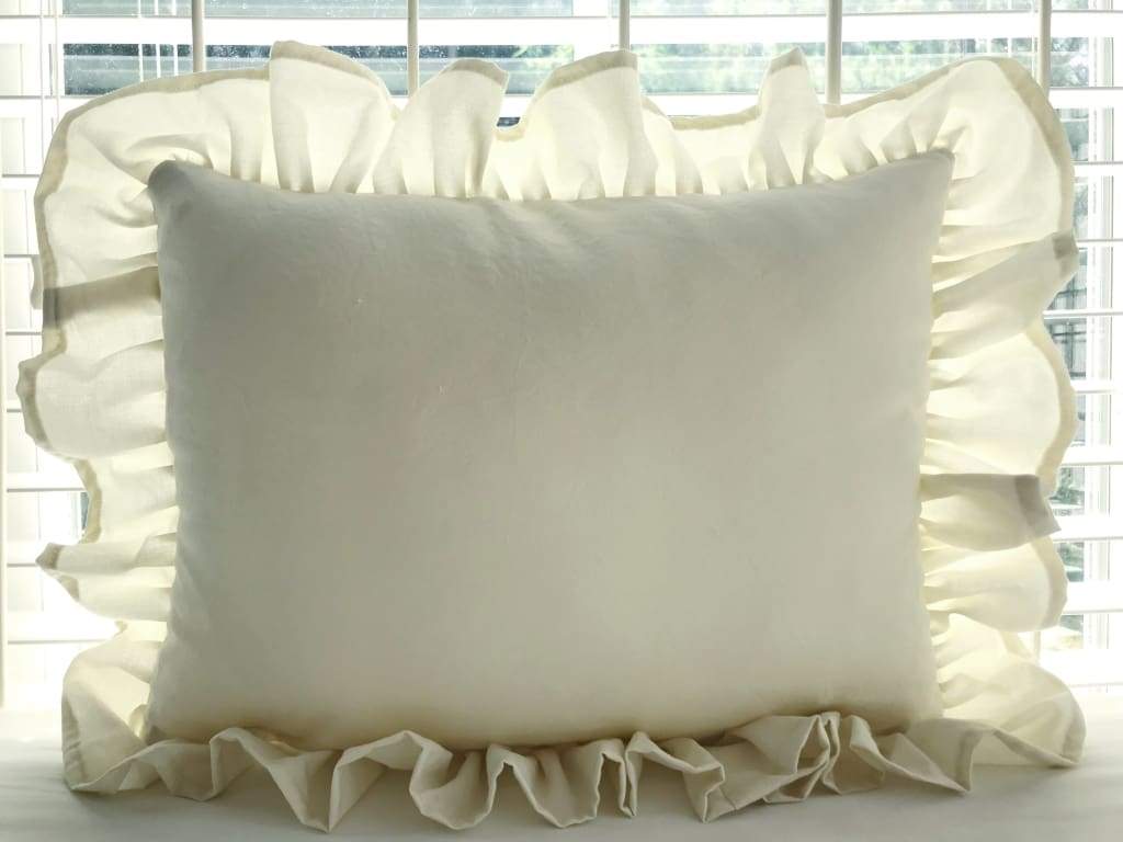 Porcelain Ruffled Crib Pillow handmade heirloom nursery - High Cotton Textile