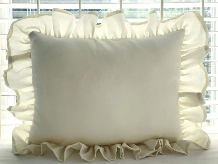 Porcelain Ruffled Crib Pillow handmade heirloom nursery - High Cotton Textile