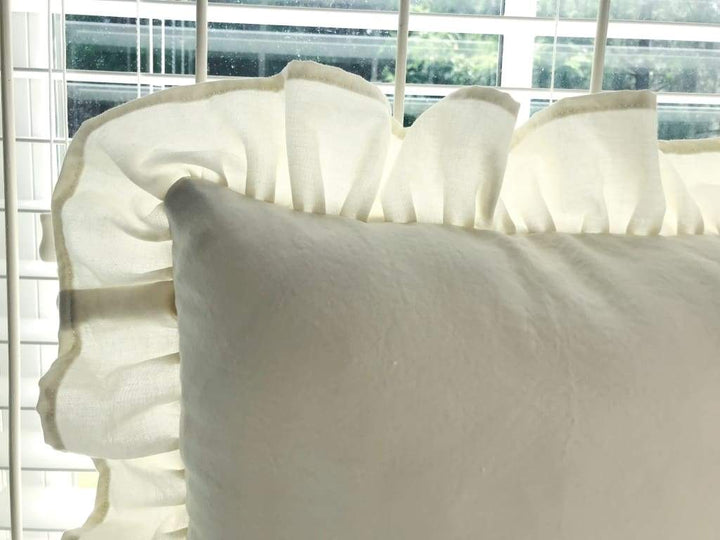 Porcelain Ruffled Crib Pillow handmade heirloom nursery - High Cotton Textile