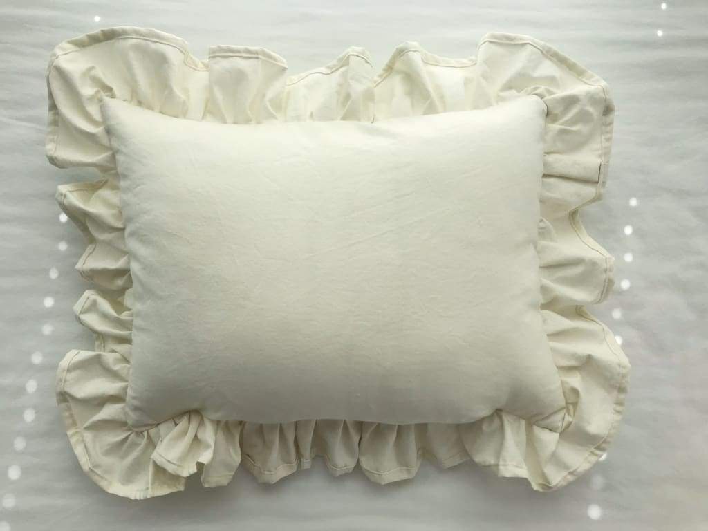 Porcelain Ruffled Crib Pillow handmade heirloom nursery - High Cotton Textile