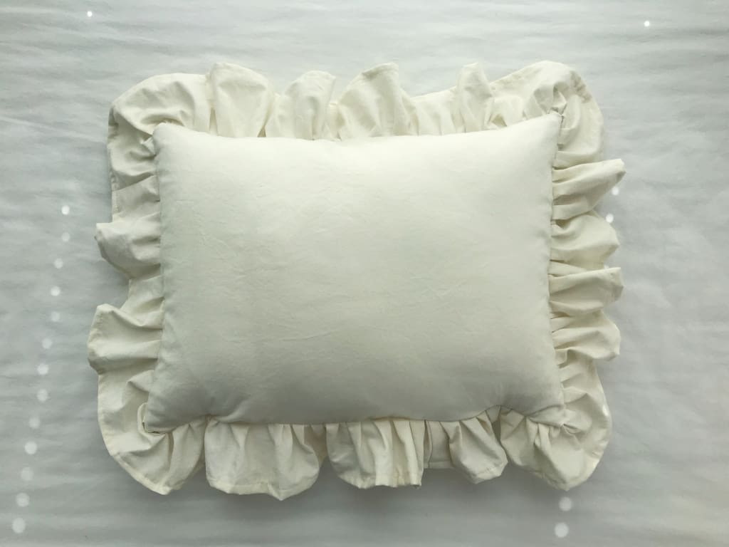 Porcelain Ruffled Crib Pillow handmade heirloom nursery - High Cotton Textile