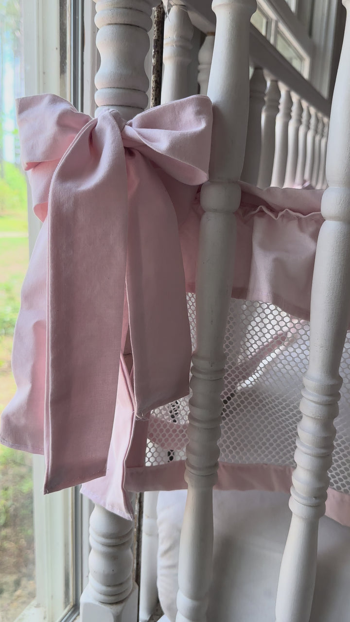 White and Baby Pink Ruffled Mesh Crib Liners | Safe Sleep Bumper Alternative | Breathable Crib Liner | Baby Girl Nursery | Handmade