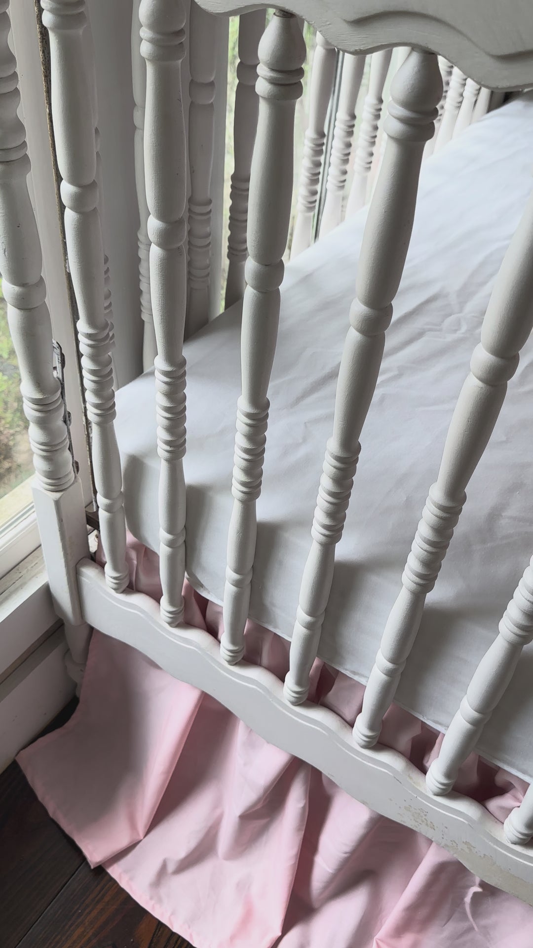Sisters Pink Ruffled Crib Rail Cover Set with Crib Skirt