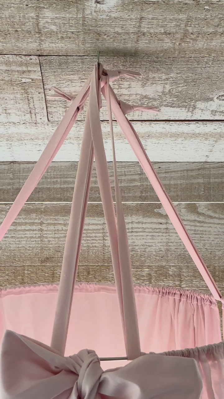 Baby Pink Ruffled Crib Canopy Set | Handmade Heirloom Nursery Bedding