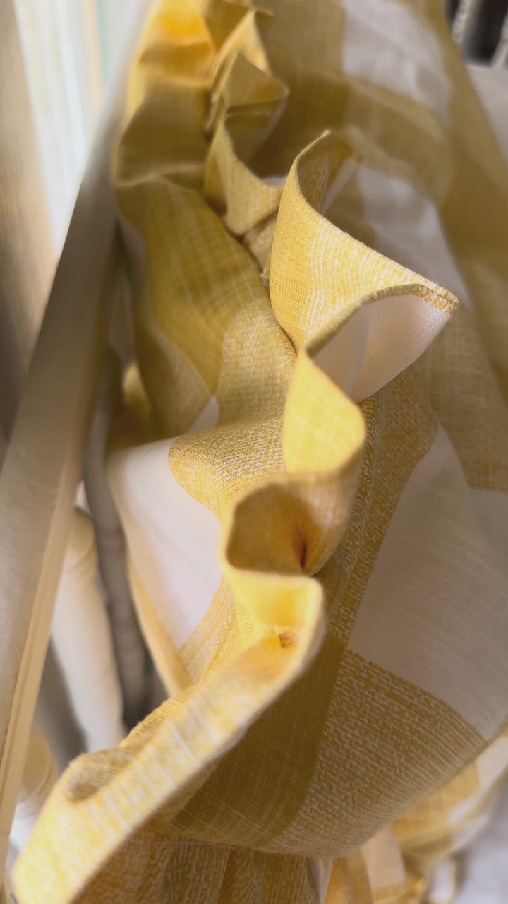 Yellow Buffalo Check Ruffled Pillow Sham – 26" Euro