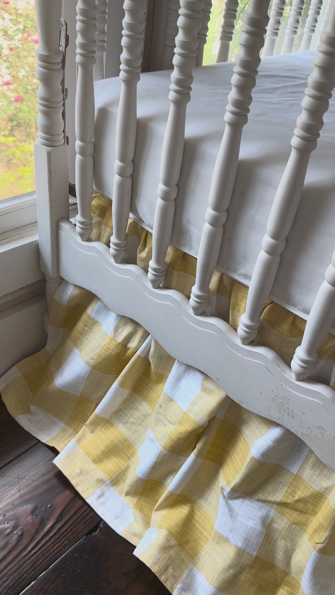 Yellow Buffalo Check Crib Skirt – Farmhouse Gathered Nursery Bedding