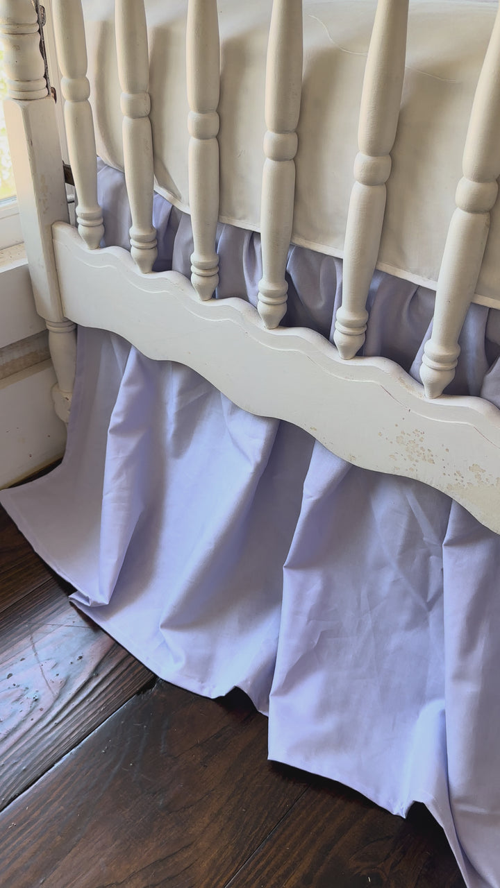 Lavender Farmhouse Crib Skirt | 4-Sided Gathered | 20" Drop | 100% Washed Cotton | Handmade in Alabama