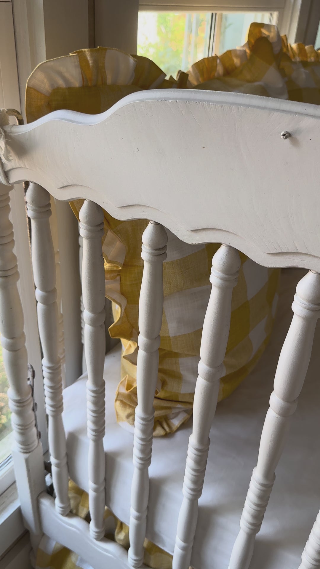 Yellow Buffalo Check Crib Bedding Set – Farmhouse Crib Skirt & Ruffled Pillow Shams
