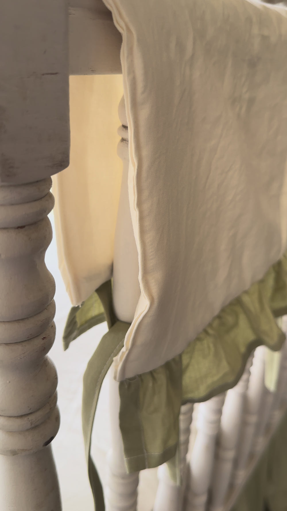 Ivory & Sage Green Crib Rail Cover