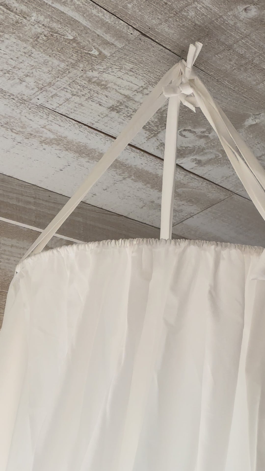 White Crib Canopy Set with Matching Crib Skirt — Farmhouse Nursery