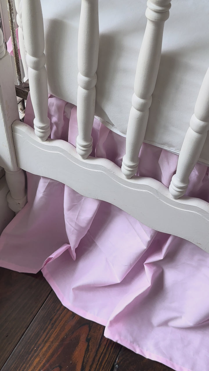 Baby Girl Crib Bedding Set – Cotton Candy Dreams Parfait Pink Ruffled Crib Rail Cover and Crib Skirt | Monogram Option