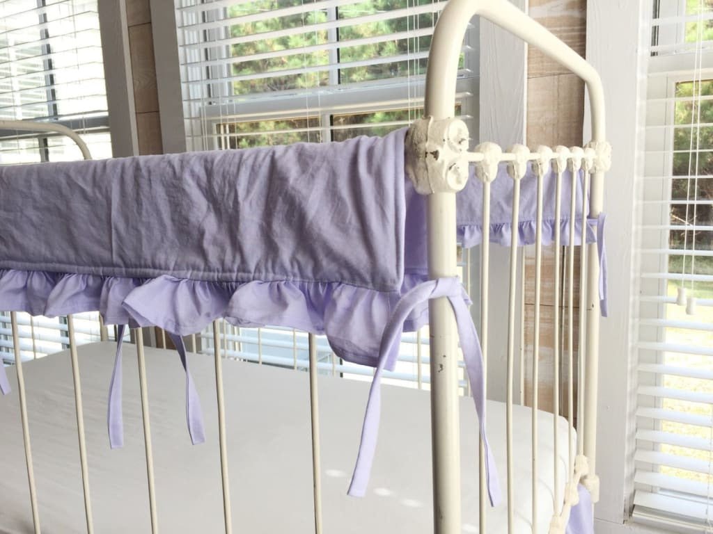 Ruffled Crib Rail Covers Set (2 - Piece) – Personalized Baby Crib Rail Guards handmade heirloom nursery - High Cotton Textile