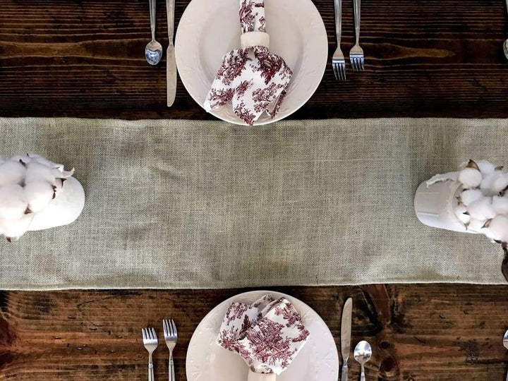 Ruffled Farmhouse Burlap Table Runner handmade heirloom nursery - High Cotton Textile