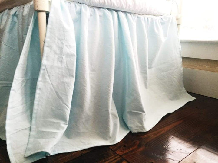 Seaglass Farmhouse Crib Skirt handmade heirloom nursery - High Cotton Textile