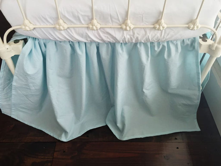 Seaglass Farmhouse Crib Skirt handmade heirloom nursery - High Cotton Textile