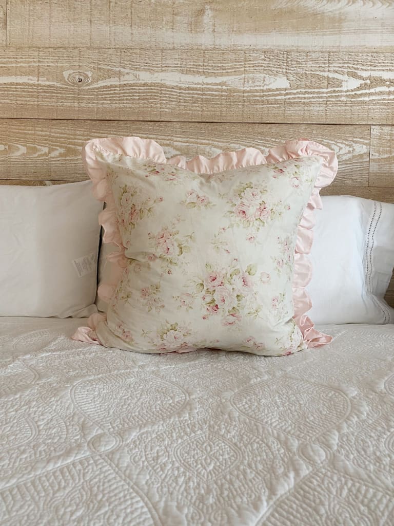 Shabby Chic Floral Ruffle Pillow Sham handmade heirloom nursery - High Cotton Textile