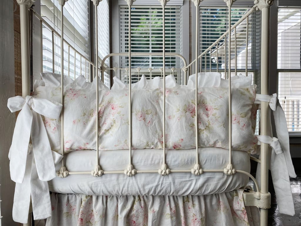 Shabby Chic Floral Ruffled Crib Liners