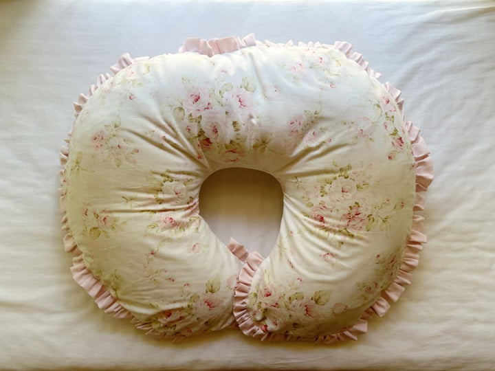 Shabby Chic Watercolor Floral Boppy Pillow Cover handmade heirloom nursery - High Cotton Textile