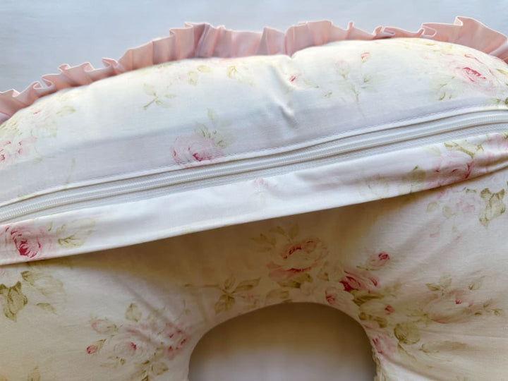 Shabby Chic Watercolor Floral Boppy Pillow Cover handmade heirloom nursery - High Cotton Textile