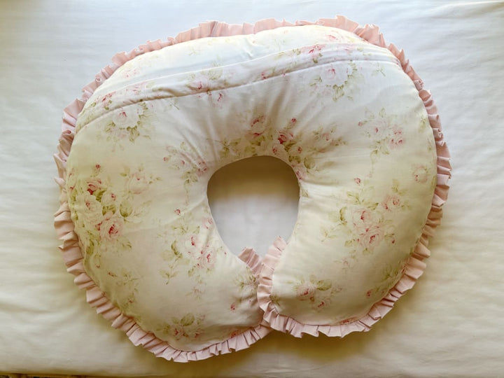 Shabby Chic Watercolor Floral Boppy Pillow Cover handmade heirloom nursery - High Cotton Textile