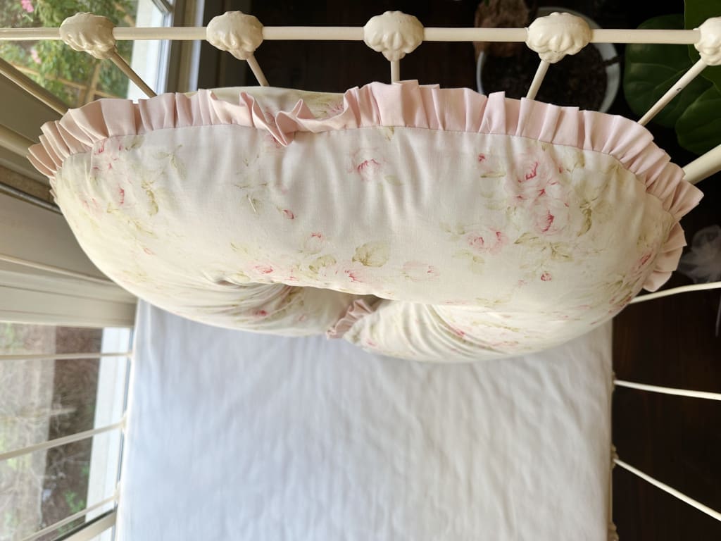 Shabby Chic Watercolor Floral Boppy Pillow Cover handmade heirloom nursery - High Cotton Textile
