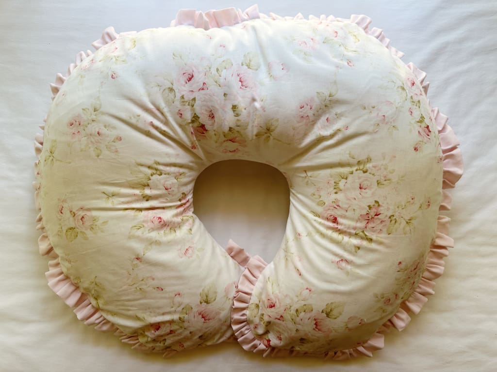 Shabby Chic Watercolor Floral Boppy Pillow Cover handmade heirloom nursery - High Cotton Textile