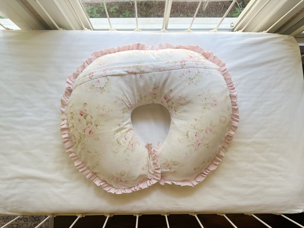 Shabby Chic Watercolor Floral Boppy Pillow Cover handmade heirloom nursery - High Cotton Textile