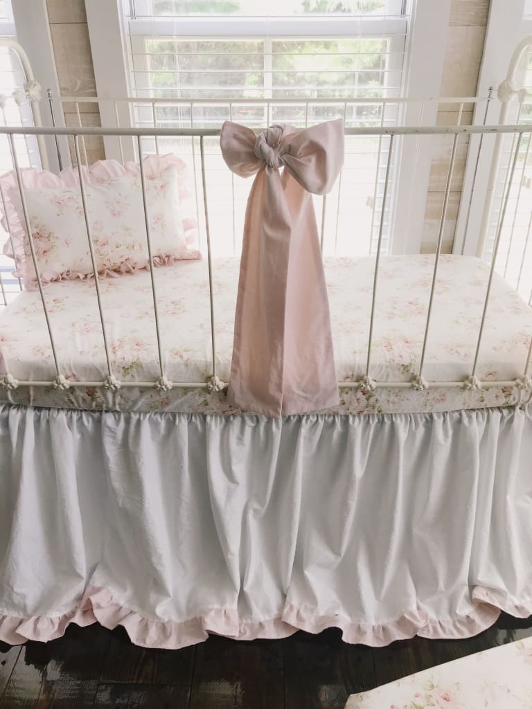 Shabby Chic Watercolor Floral Crib Bedding handmade heirloom nursery - High Cotton Textile