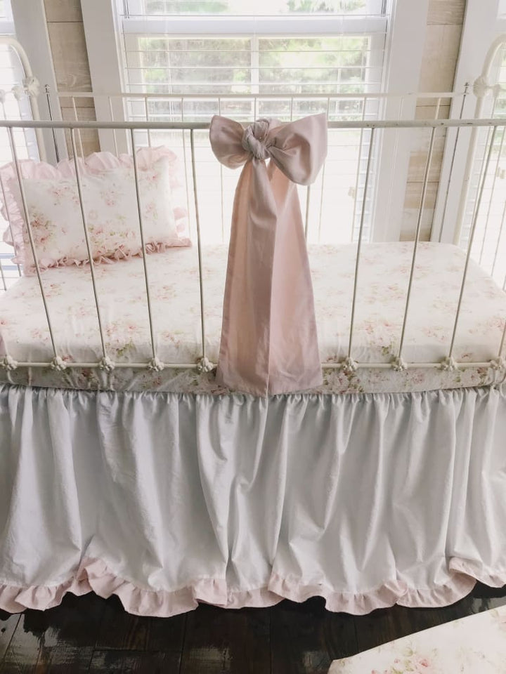 Shabby Chic Watercolor Floral Crib Bedding handmade heirloom nursery - High Cotton Textile