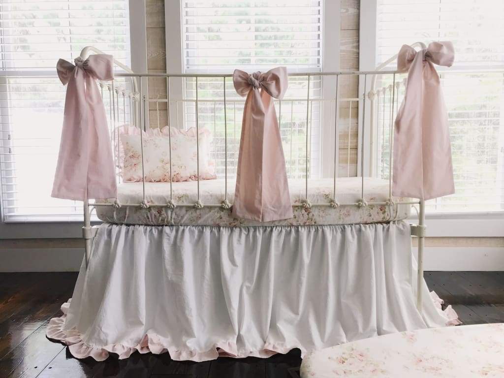 Shabby Chic Watercolor Floral Crib Bedding handmade heirloom nursery - High Cotton Textile