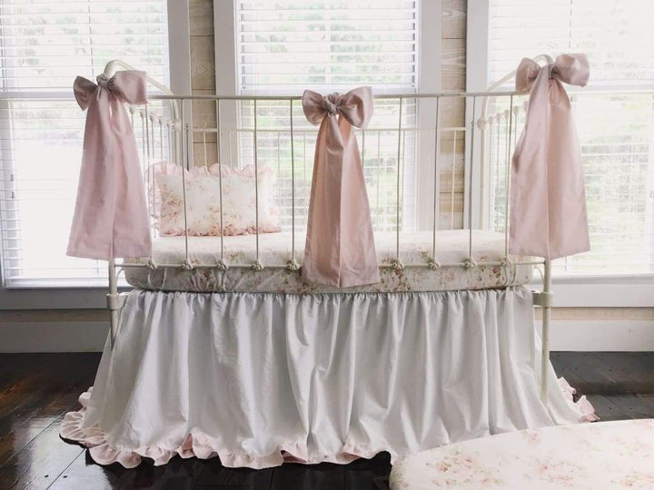 Shabby Chic Watercolor Floral Crib Bedding handmade heirloom nursery - High Cotton Textile