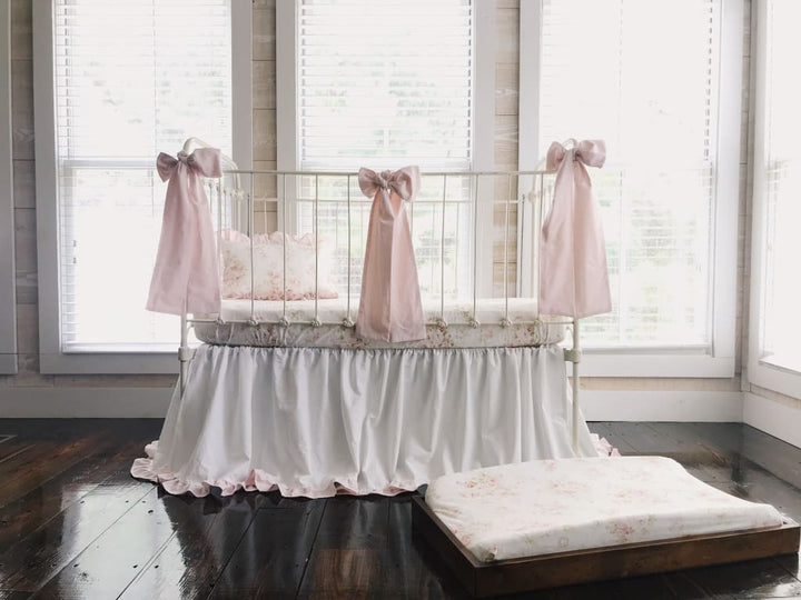 Shabby Chic Watercolor Floral Crib Bedding handmade heirloom nursery - High Cotton Textile