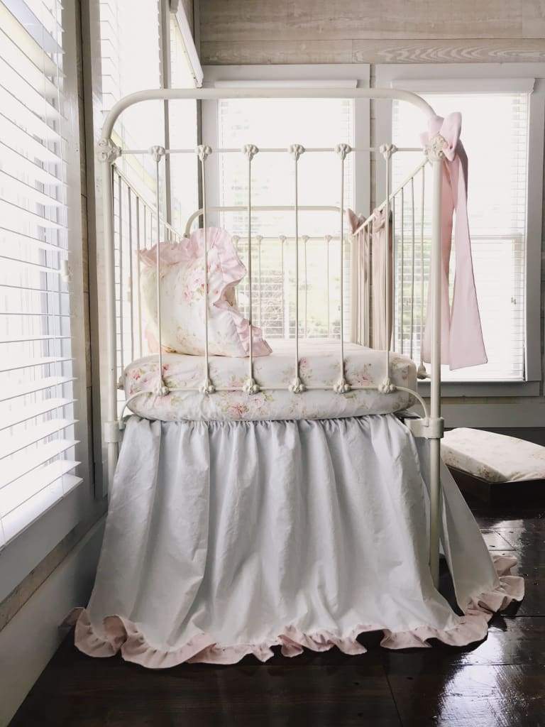 Shabby Chic Watercolor Floral Crib Bedding handmade heirloom nursery - High Cotton Textile