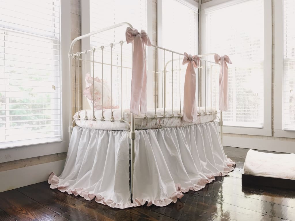 Shabby Chic Watercolor Floral Crib Bedding handmade heirloom nursery - High Cotton Textile