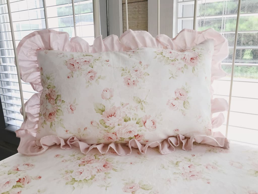 Shabby Chic Watercolor Floral | Ruffled Crib Pillow