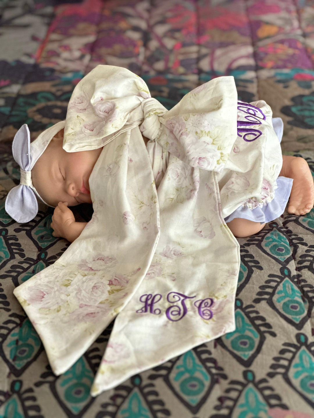 Signature heirloom baby bow handmade in Alabama