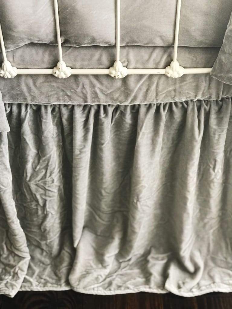 Silver Grey | 100% Silk Velvet Luxury Crib Bedding Ensemble